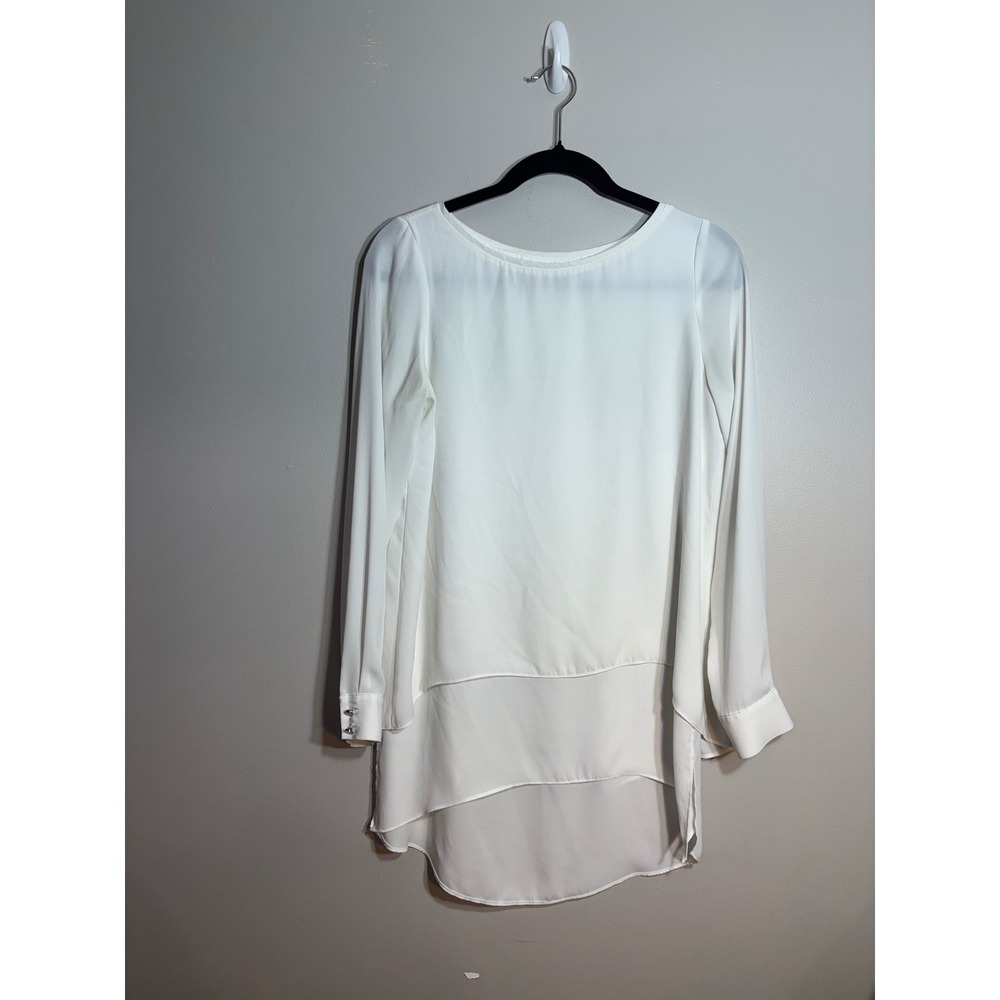 White House Black Market Womens Layered High Low Tunic Blouse White Size 2